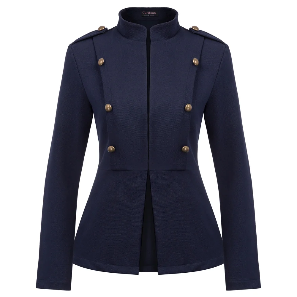 Женская приталенная куртка на пуговицах однотонная Повседневная винтажная с