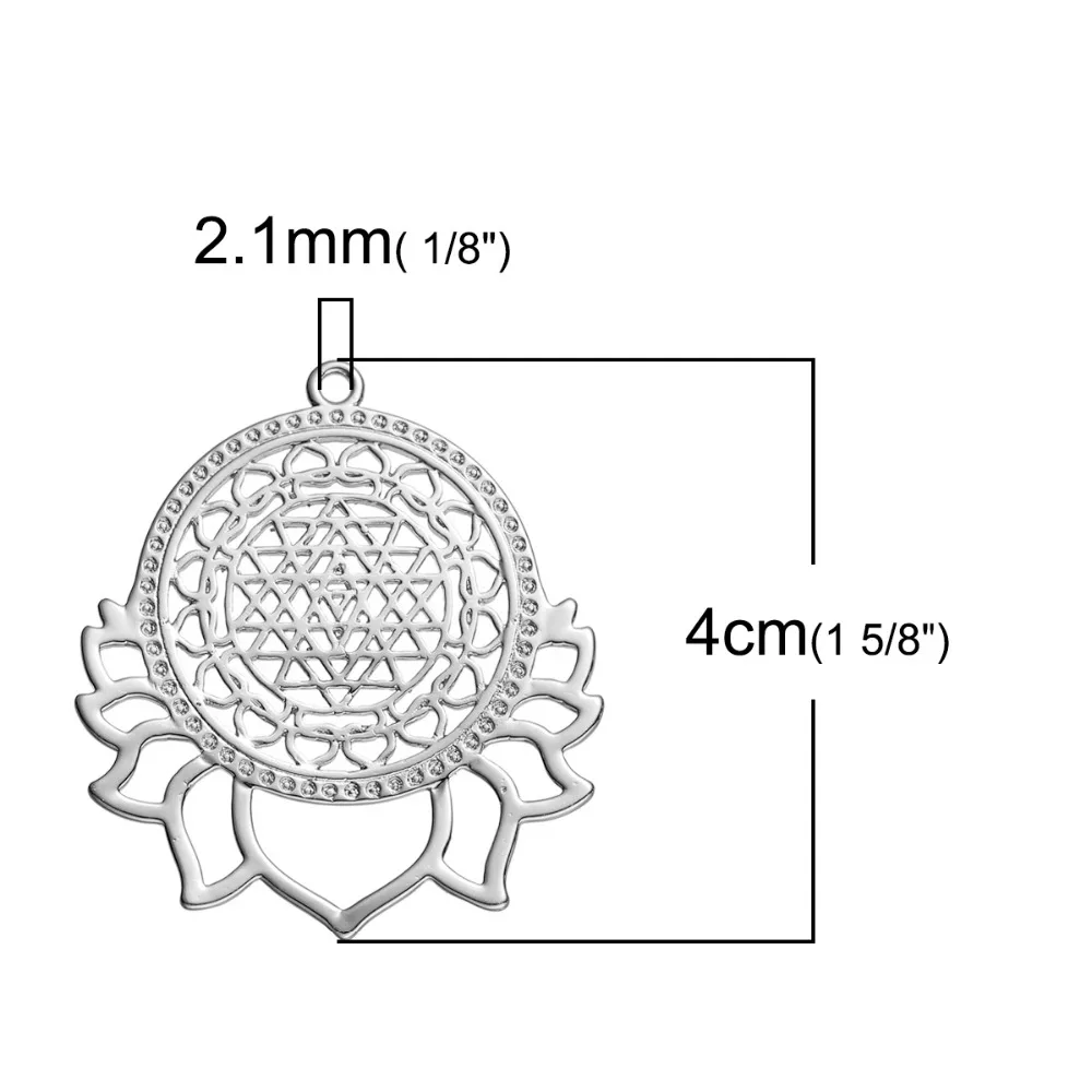 Подвески для медитации Sri Yantra серебристые с цветком лотоса самостоятельного