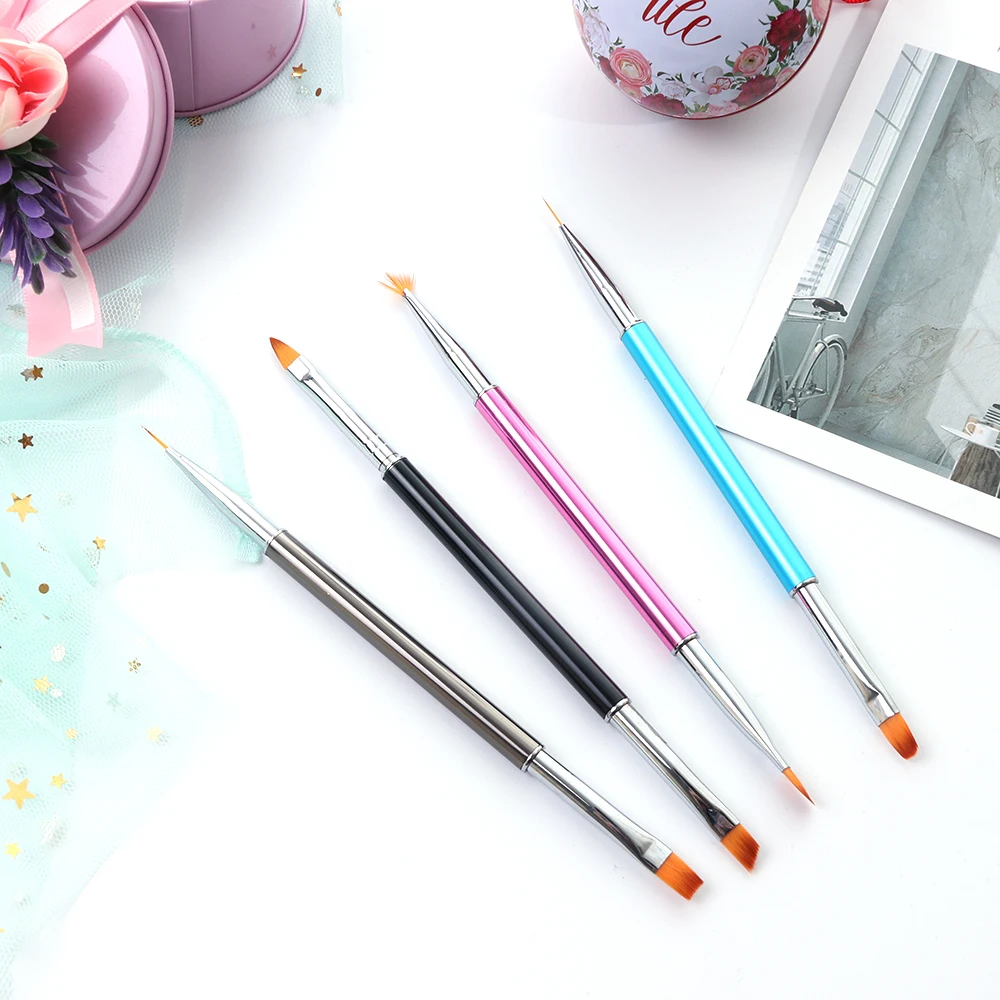 Акриловая кисть для ногтей STZ 1 шт. с двумя головками веер рисования ручка цветов
