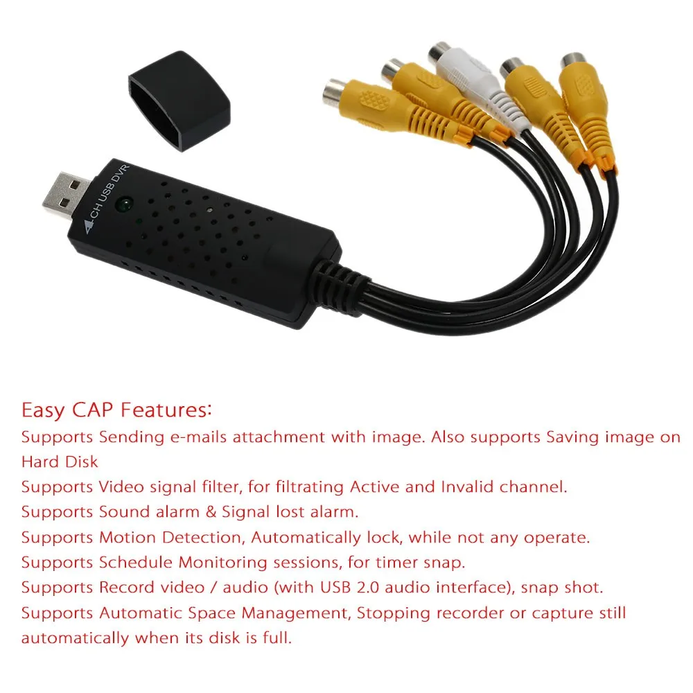 4 канальный USB 2.0 DVR видеозахвата Аудио запись карты адаптер композитного RCA Вход