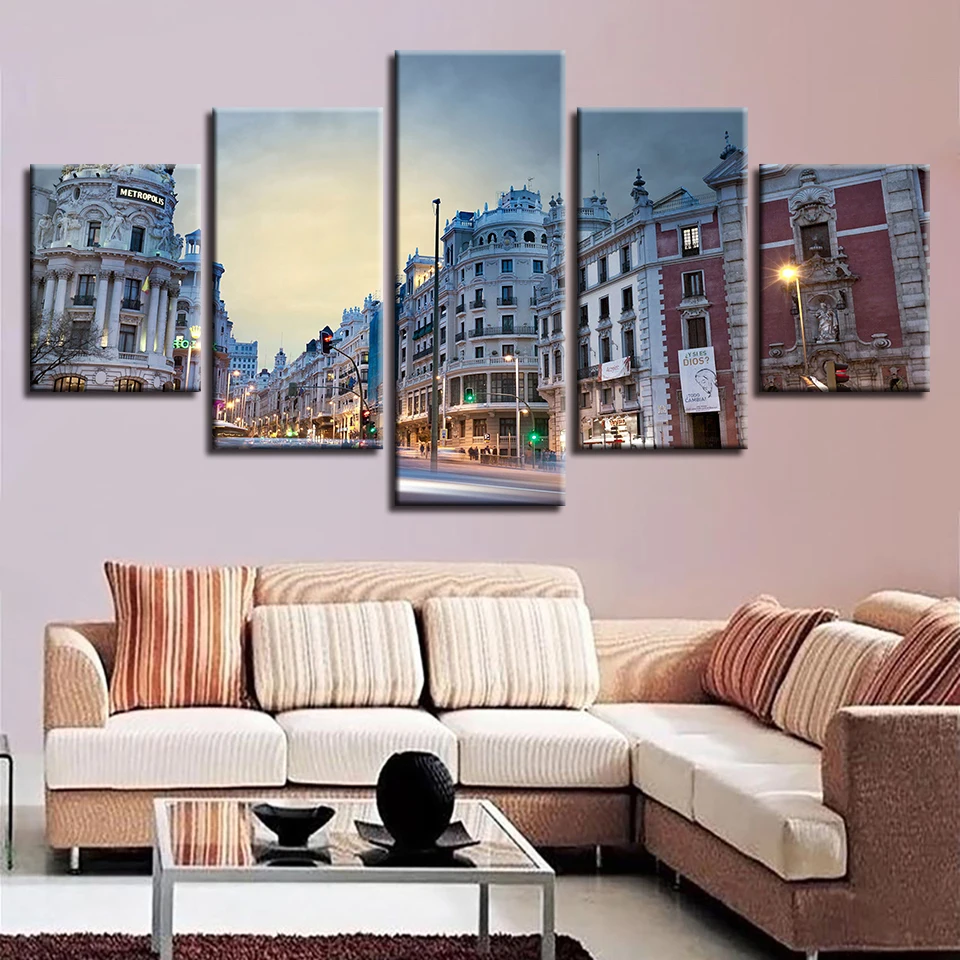 Холст фотографии Wall Art Framework Гостиная Home Decor 5 шт. испанский здание пейзажная