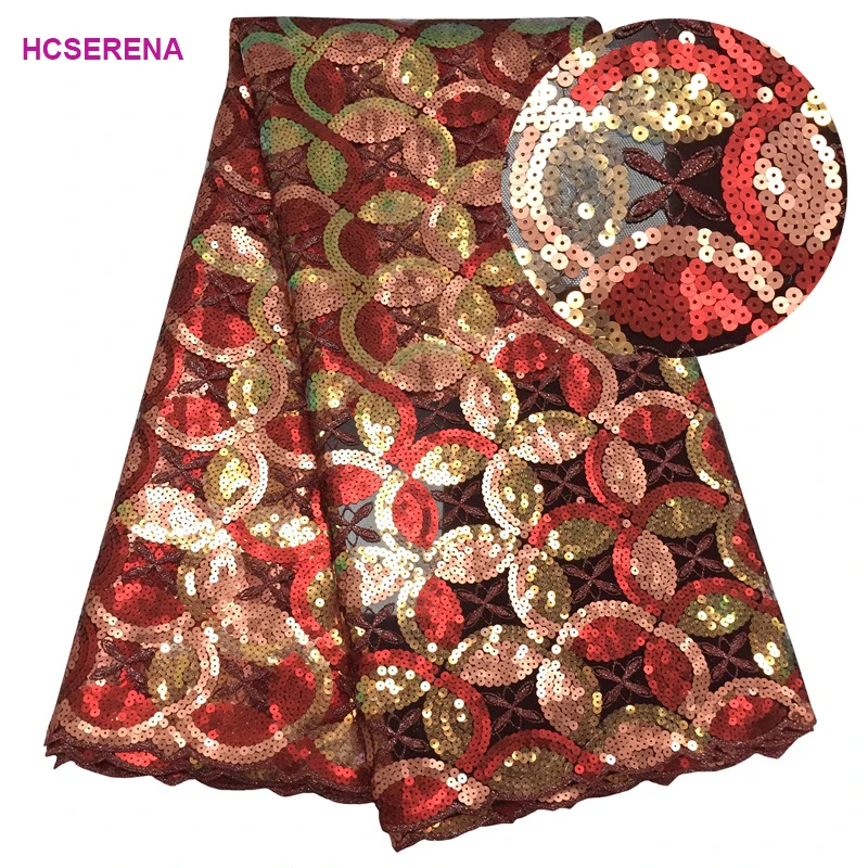 African Lace Fabric 2019 High Quality French With Sequins Nigerian Tulle Mesh For Wedding Free Shipping | Дом и сад