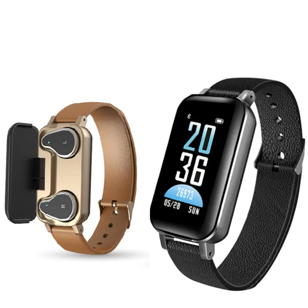 T96 TWS Умный браслет-наушники Bluetooth фитнес-браслет мониторинга сердечного ритма часы спортивные мужчины женщины PK i30 tws on.