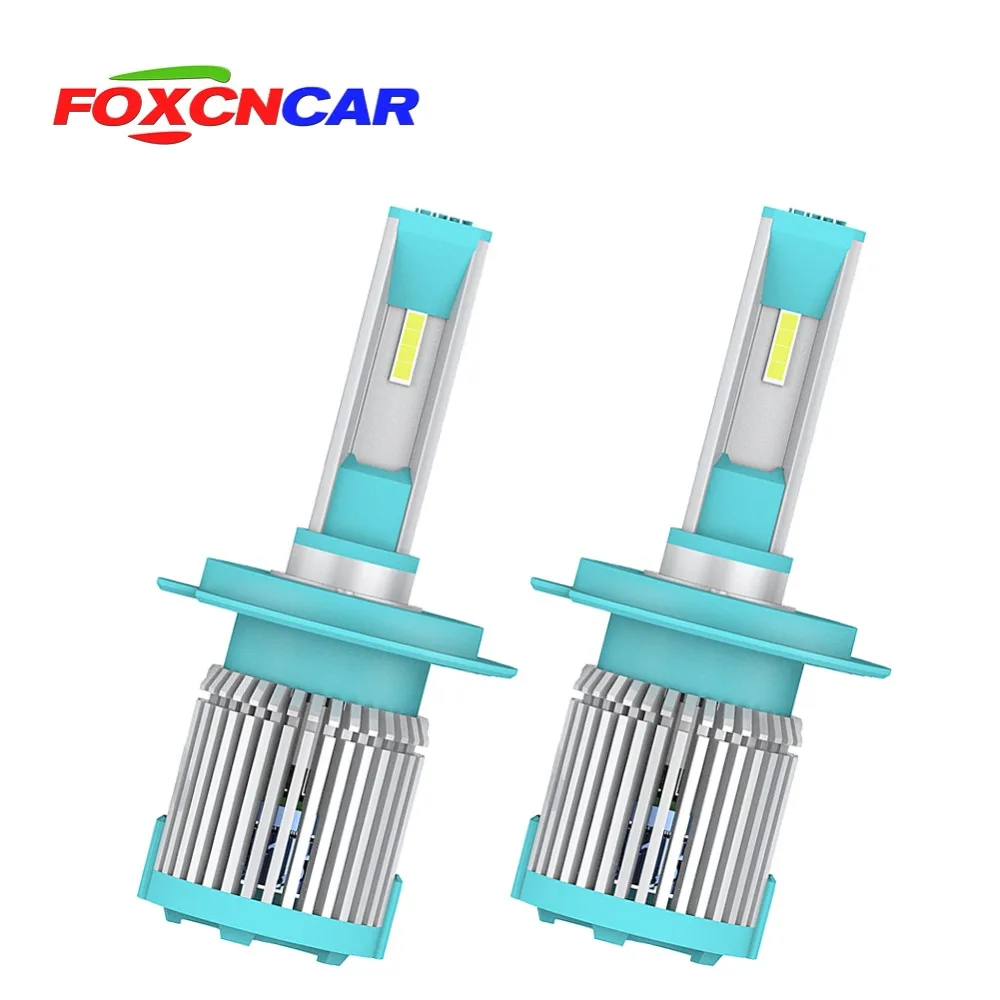 Foxcncar 2 предмета автомобилей головной светильник H7 светодиодный H4 H1 H3 H8 H11 1860 чип 72W