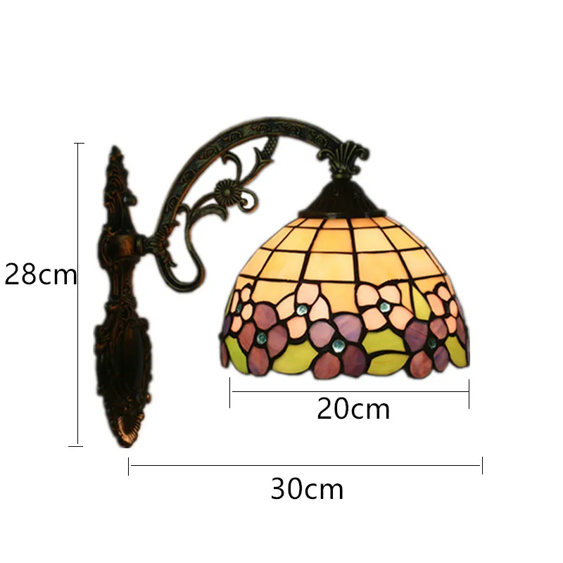 

Purple Flowers Wall Lamp European Bedroom Bedside Light Vintage Creative Living Room Balcony Corridor Stairs Aisle Mirror Light