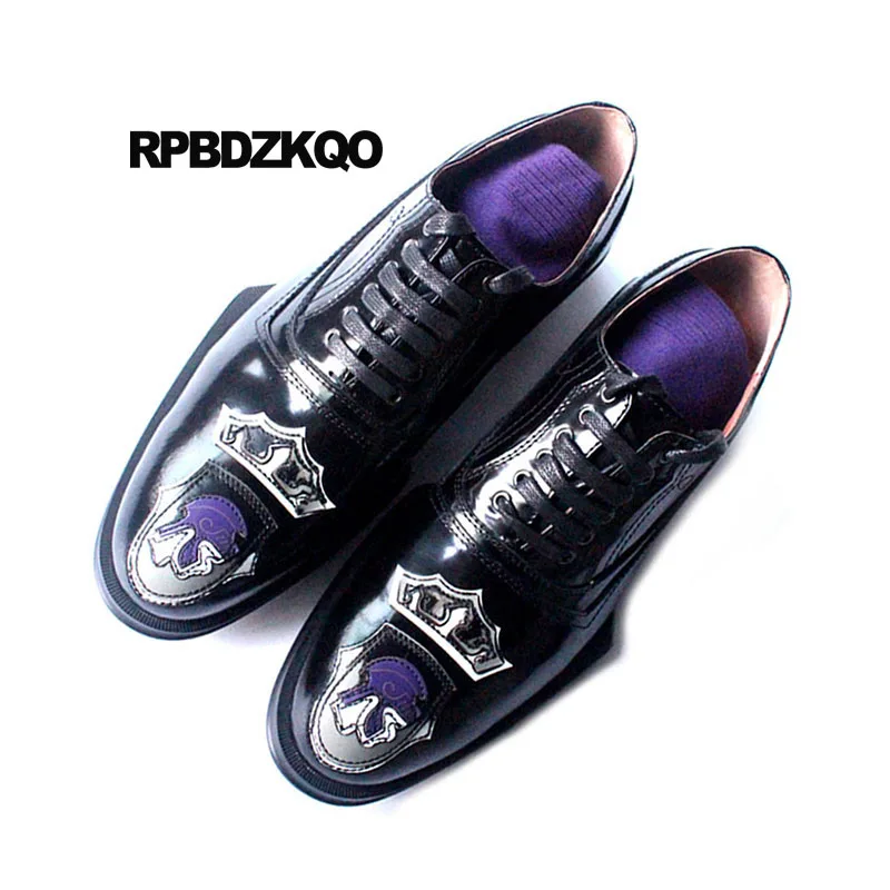 Luxury European Printed Runway Genuine Leather Black Rubber Oxfords Real Club Italian Mens Shoes Brands Italy Party Plus Size | Обувь