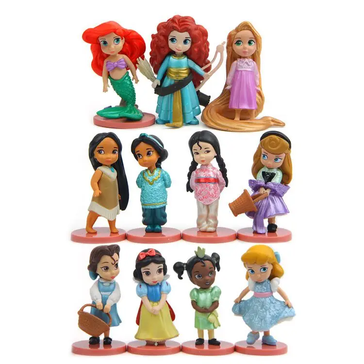 Disney игрушечные принцессы 11 шт./компл. 8 см Русалочка Белоснежка Ариэль Bella Динь ПВХ