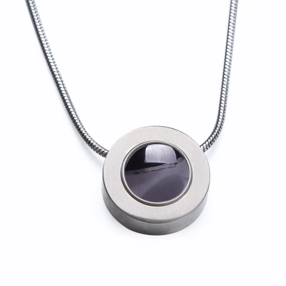 New Big Round Health 100% Pure Titanium Pendant Necklace with Black Circle Ceramic For Women Girlfriend Anniversary Gift | Украшения и