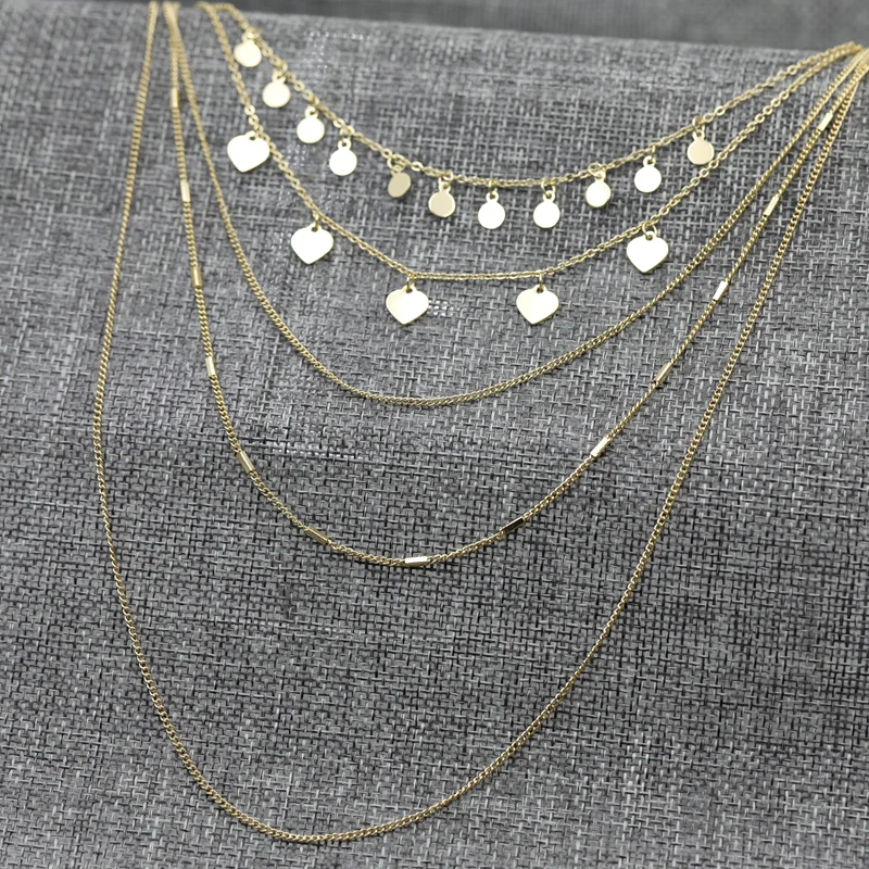 

LUXSHINE Multilayer Chain Necklace for Women Gold Color Heart Pendant Necklace & Pendants Collier Femme Party Collares Jewelry