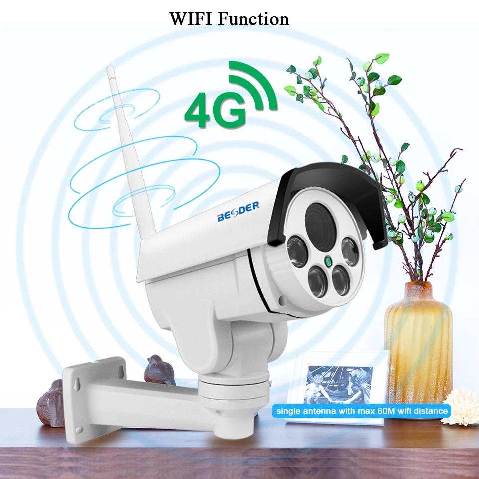 IP камера BESDER 1080P 4G с поддержкой SIM карт Wi Fi PTZ 5 кратное автоматическое