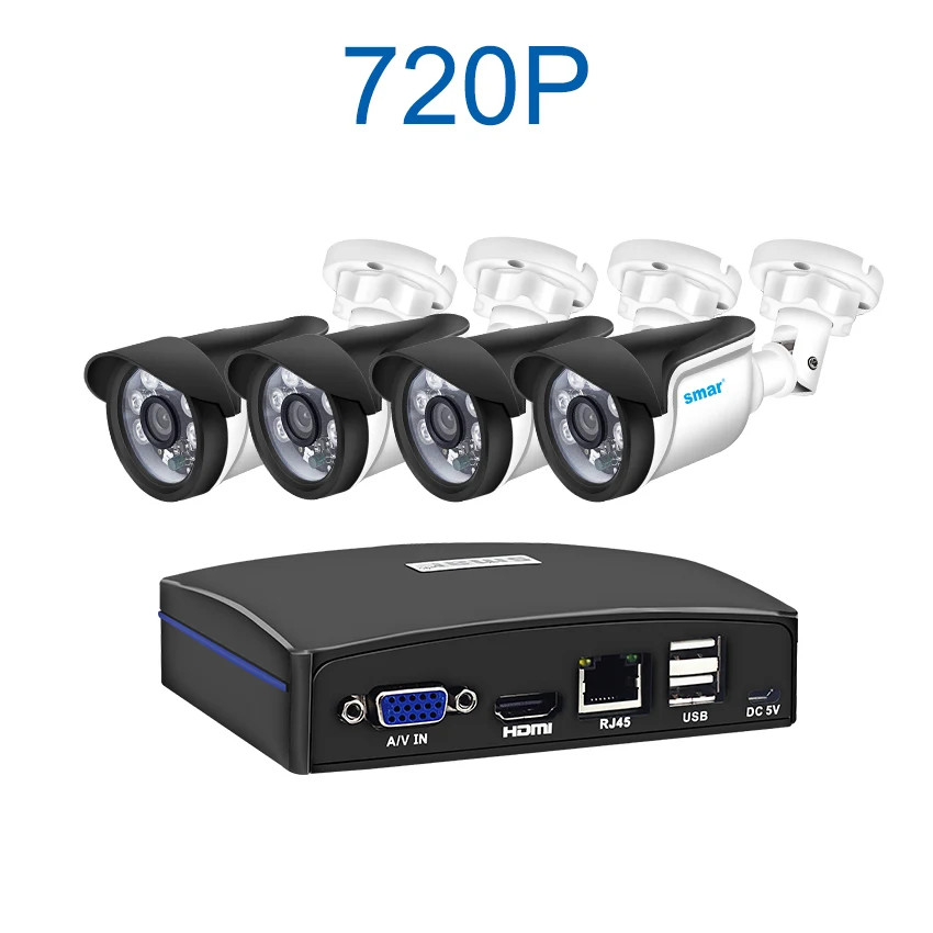 Smмини 4-канальный CCTV NVR система 720 P/1080 P наружная ip-камера комплект домашняя система безопасности HDMI выход P2P Поддержка Esata+ USB+ TF хранение - Цвет: Синий