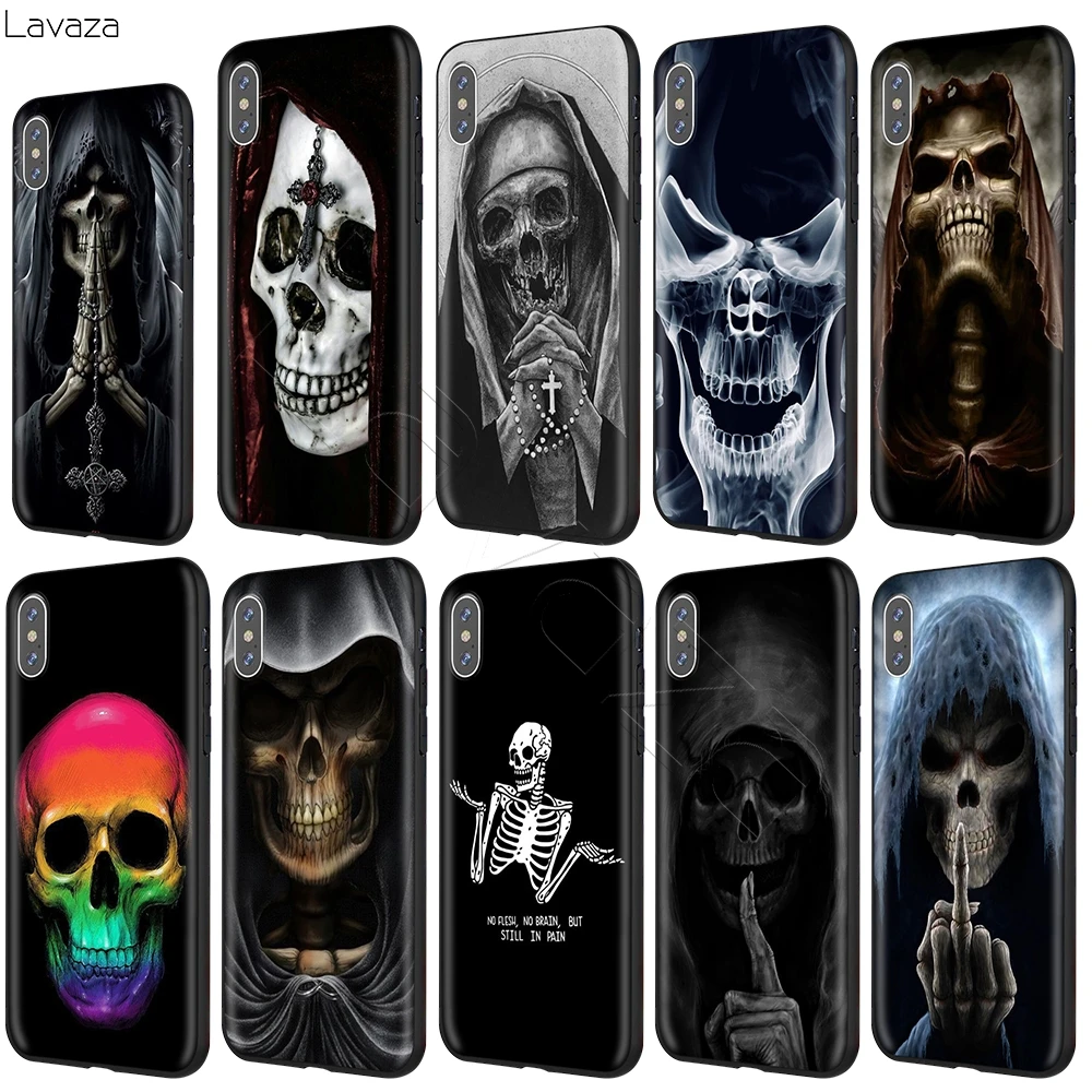 Lavaza смерти молитва мрачный жнец Скелет чехол с черепом для iPhone 12 11 Pro XS Max XR X 8 7 6 6S