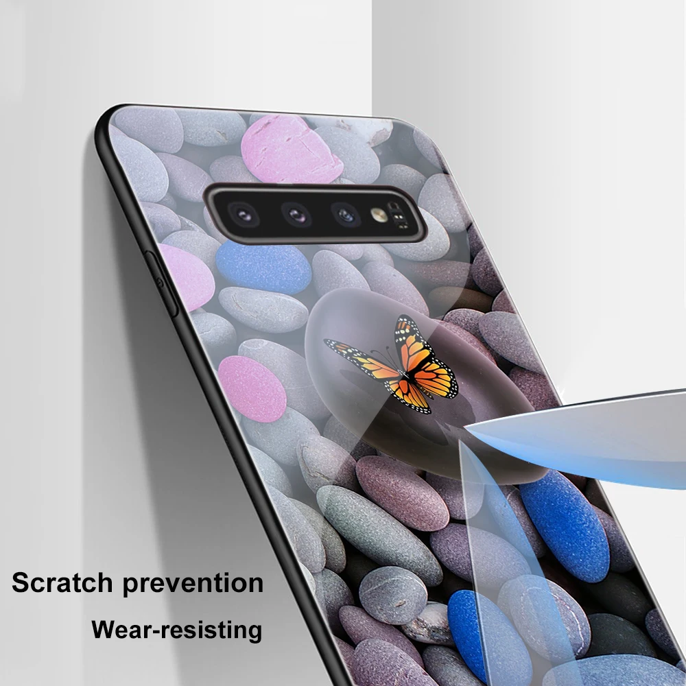 ciciber For Samsung Galaxy S10 S10e S9 S8 Plus S10+ S9+ S8+ Tempered Glass Phone Cases for Note 9 8 Cover Marvel Skull |