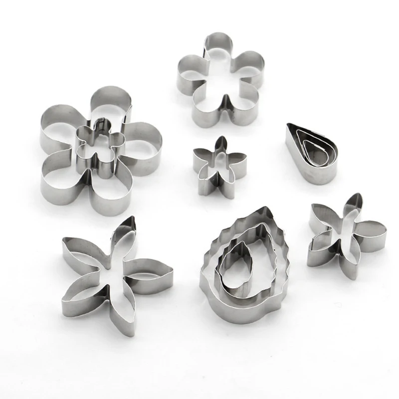 12 Pcs/set Cookie Cutter Stainless Steel Fondant Cake Baking Mold Round Heart Flower Star Shape Biscuit Moulds Tools | Дом и сад