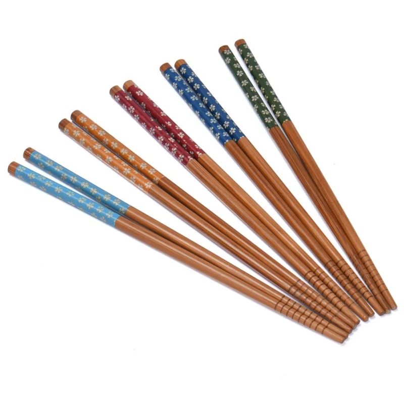 Деревянные палочки для еды 5 пар многоразовые в японском стиле подарочный набор