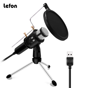 Конденсаторный микрофон Lefon, USB-микрофон для компьютера, ноутбука, студии записи, прямой трансляции, Skype, YouTube, караоке