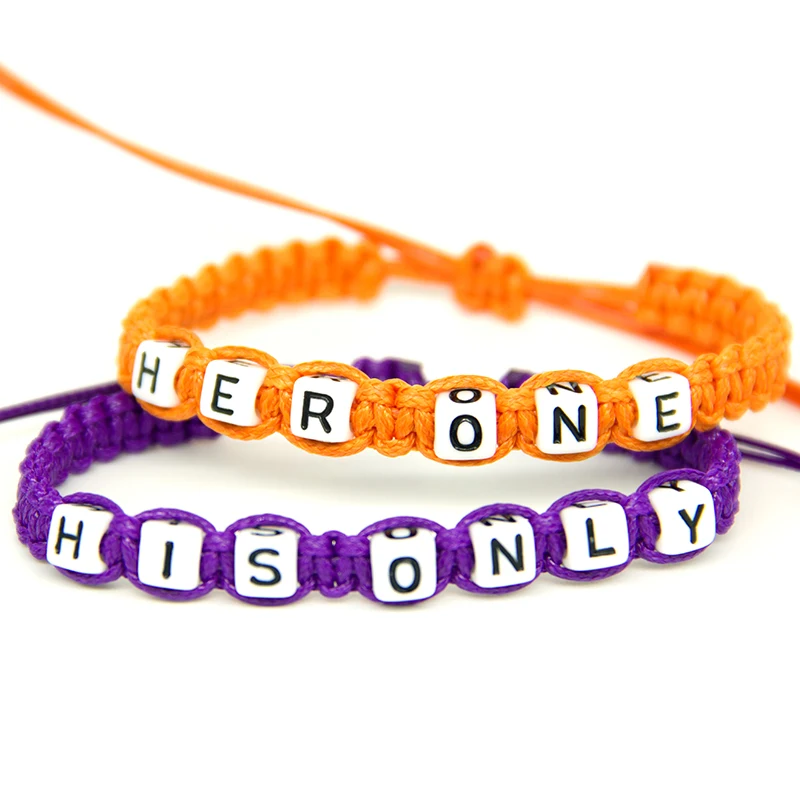 2 шт. пара модных браслетов для влюбленных оранжевая и фиолетовая цепочка с