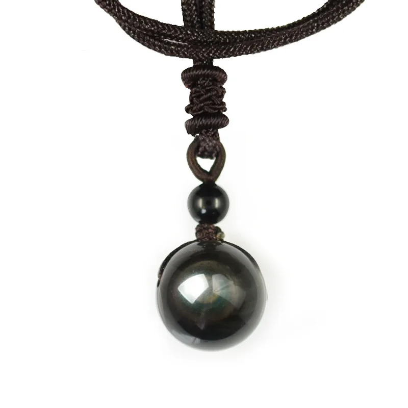 Natural Necklaces Pendants Stone For Women Men Black Obsidian Rainbow Eye Beads Ball Transfer Lucky/Love | Украшения и аксессуары