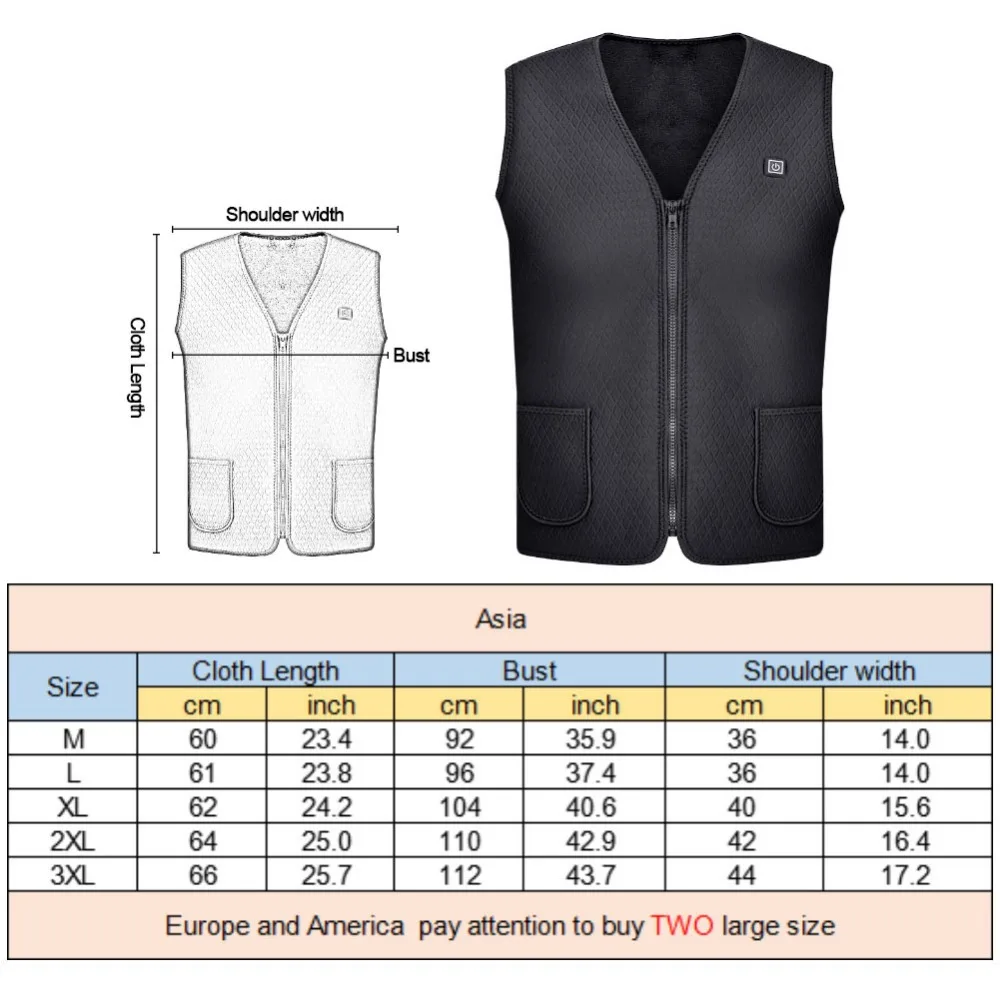 

2018 New Men Women Electric Heated Vest Heating Waistcoat Thermal Warm Clothing Feather Hot Sale Winter Heat Warm Jacket