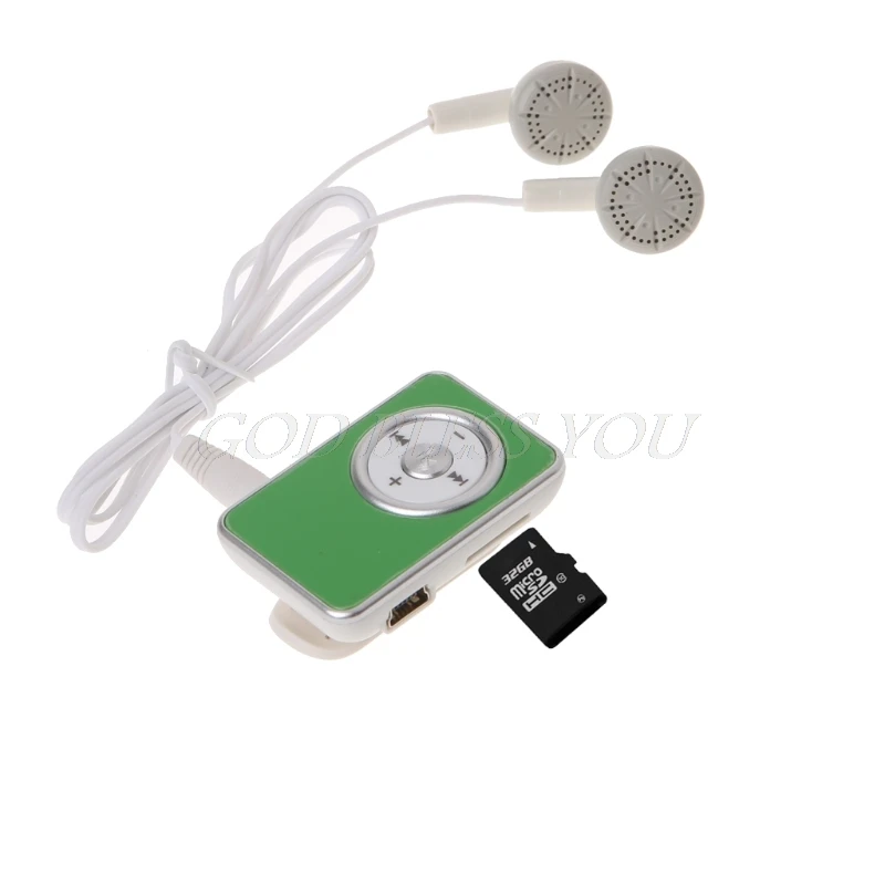 MP3 Mini Clip Музыкальный Медиа MP3-плеер с поддержкой TF Micro SD карты USB-кабелем для