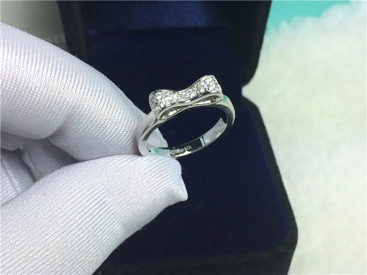 

Elegant Bowknot Silvier Ring for Her Dazzle Diamond Ring Solid 925 Sterling Silver Ring Jewelry Tryst Gift