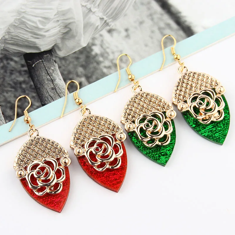 2018 Design Geometric Big Round Circle Acetate Acid Metal Rose Splicing Drop Earring Oval Acrylic Earrings For Women Girl | Украшения и