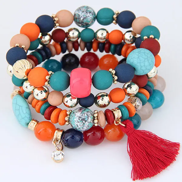 

Baitao Candy Tassel Temperament Multi-layer Bracelet Bracelet String Sweet Leisure Natural