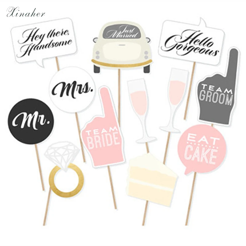 XINAHER Fun Wedding Decoration Photo Booth Props DIY Mr Mrs Photobooth Accessories Event Party Supplies | Дом и сад