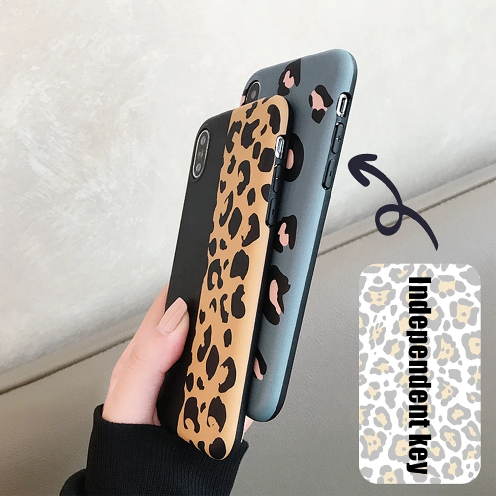 OLLIVAN XS Max Case 3D Cartoon Leopard Print Cat Ear TPU For iPhone X Xs Xr 6 6S 7 8 Plus Cover Silicone Coque Shell |