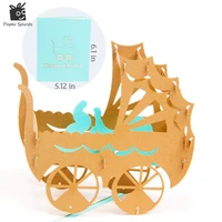 pink blue baby car kirigami origami paper arts and crafts 3d laser cut birthday postcards greeting cards 7012pt