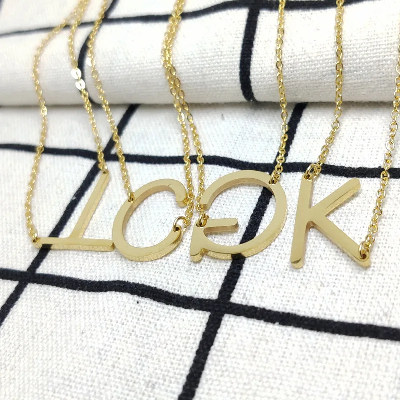 A-S Fast Shipping Gold Color Small Style 26 Letter Alphabet Pendant Necklace Free combination Initial Charm Women Jewelry | Украшения и