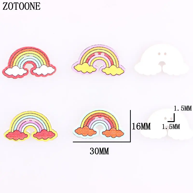 ZOTOONE 100 шт. два отверстия смешанный корлор деревянная Радуга кнопка мультфильм DIY