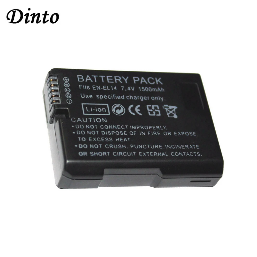 

Dinto 1pc 1500mAh EN-EL14 EN-EL14A ENEL14 Li-ion Camera Battery Pack for Nikon D5300 D5200 D5100 D3200 D3100 D3300 EN EL14