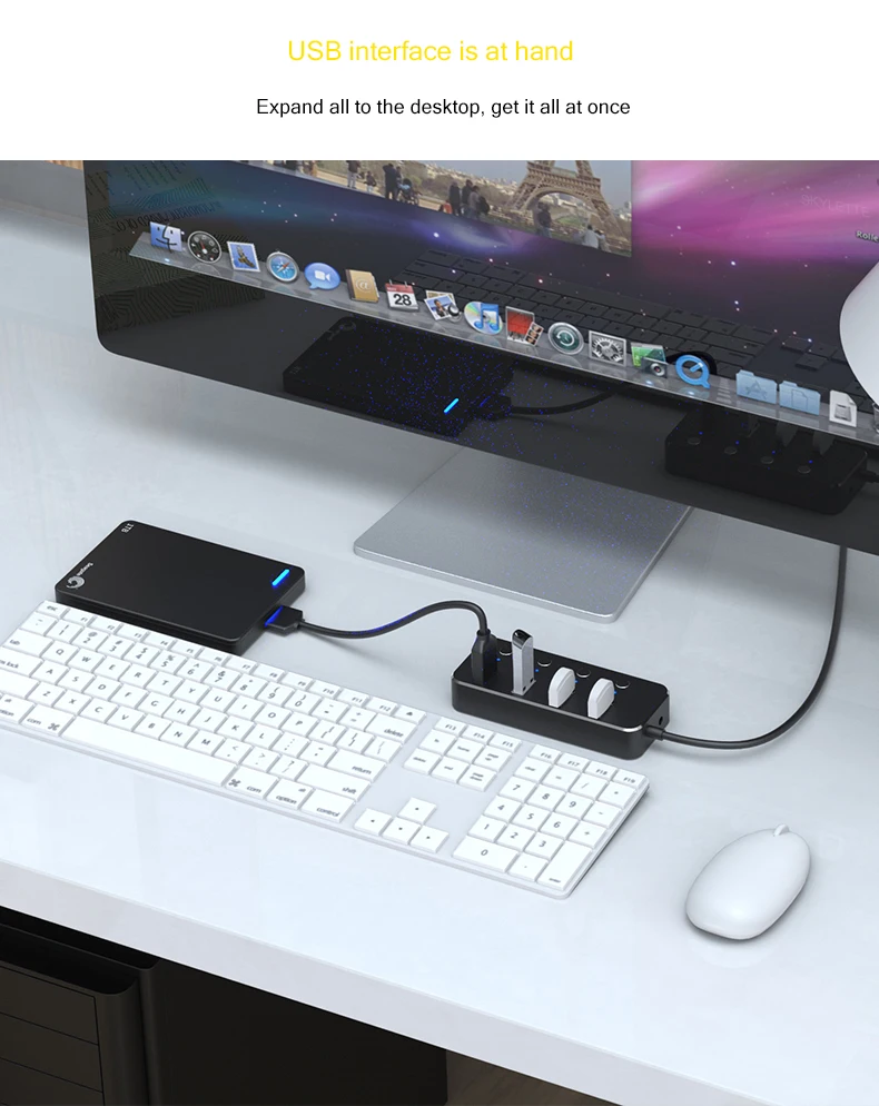 Алюминий сплава 4-Порты и разъёмы USB 3,0 концентратор суб-контроль переключатель ступицы 30/60/120 см кабель до 5 Гбит/с разветвитель для мульти зарядное устройство USB для ноутбука