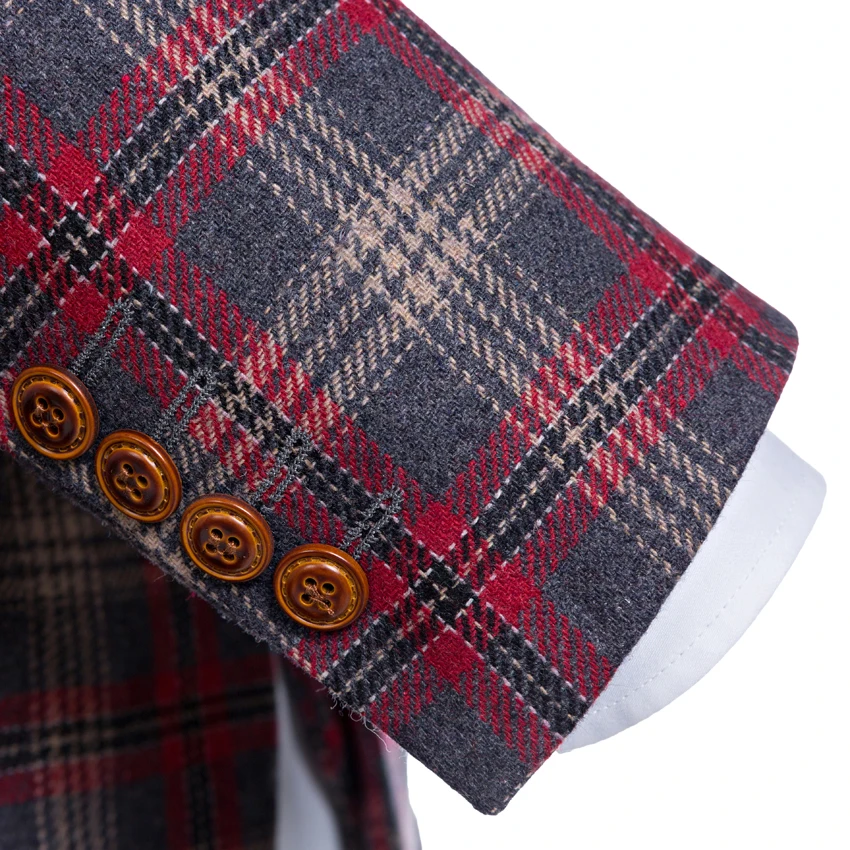 Новый шерстяной клетчатый костюм на свадьбу 2 кнопки смокинги для жениха