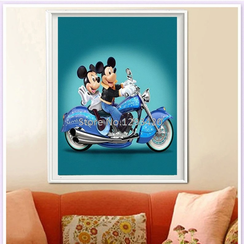 Картина из мультфильма мозаика 5D DIY Алмазная картина Микки и Минни Акварельная