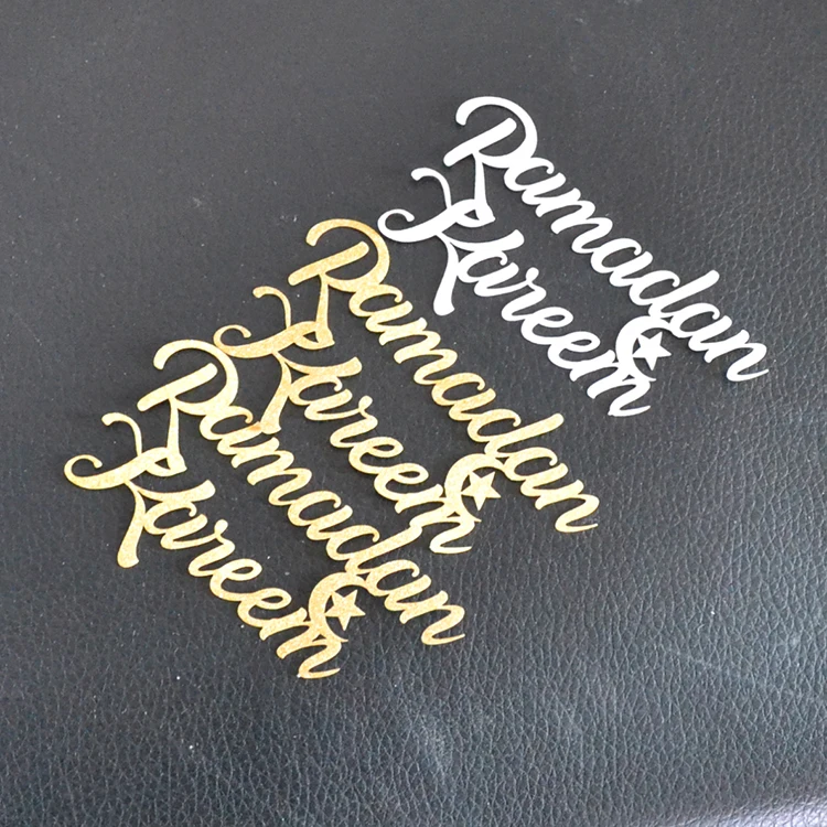 

Ramadan eid decoration laser cut glitter paper cake toppers