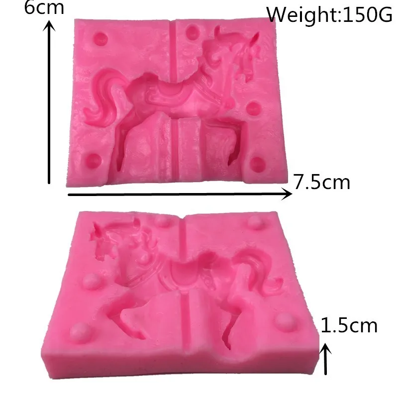 DIY 3D Карусель лошадь Силиконовые свечи формы Fimo глина мыло инструменты для