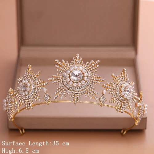 Gold Color Хрустальные Свадебные короны для невесты, корона для волос, тиара, золотые свадебные аксессуары для волос, Хрустальная свадебная тиара для женщин, свадебные украшения для волос - Окраска металла: Gold Color