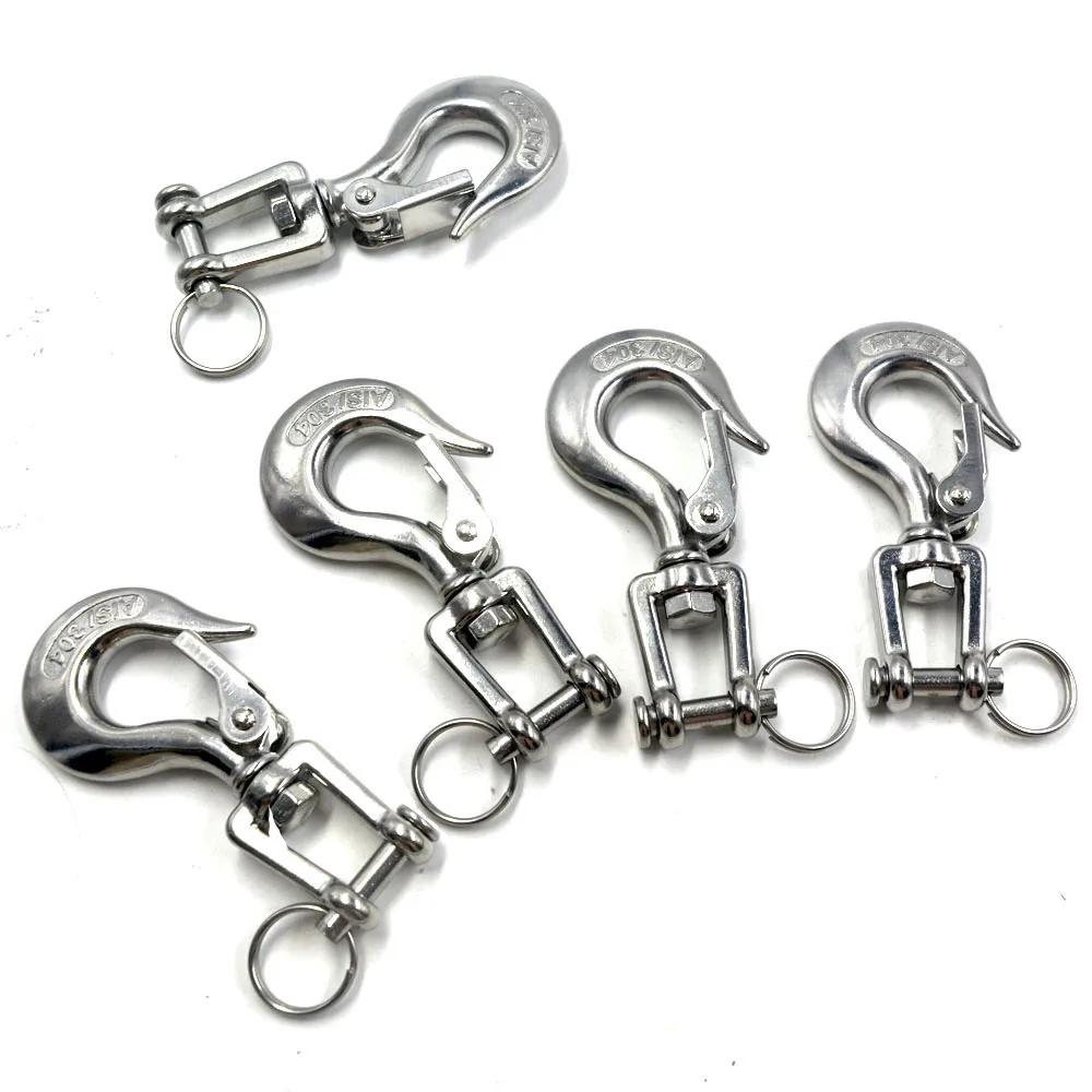 

5PCS Silver 304 Stainless Steel American Type Trigger Clevis Swivel-Eye Lifting Snap Tone Hook with Loading Capacity 150KG