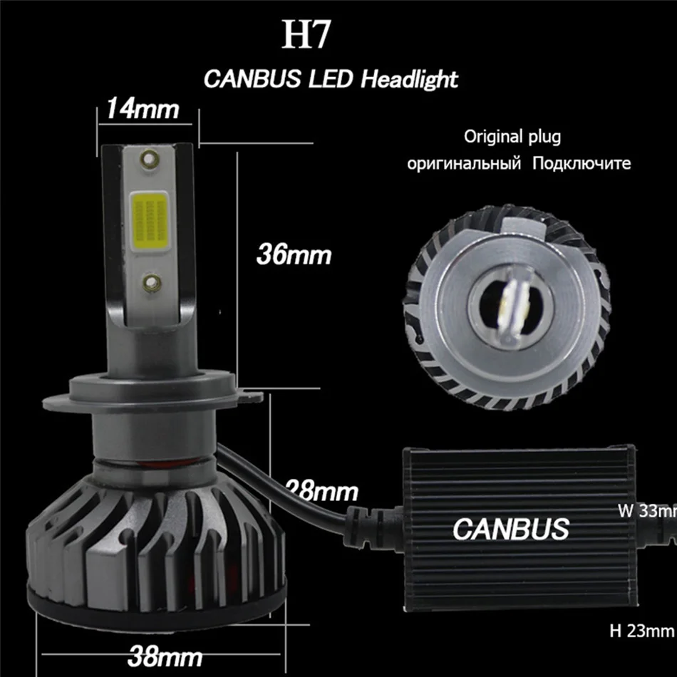 2 шт. H7 светодиодный H4 светодиодные, под шину CANBUS, для автомобиля огни H11 лампы для передних фар Мин лампа H1 H8 H9 8000 K 6000 K 4300 K 3000 K 12 V Мини Автомобильные противотуманные лампы