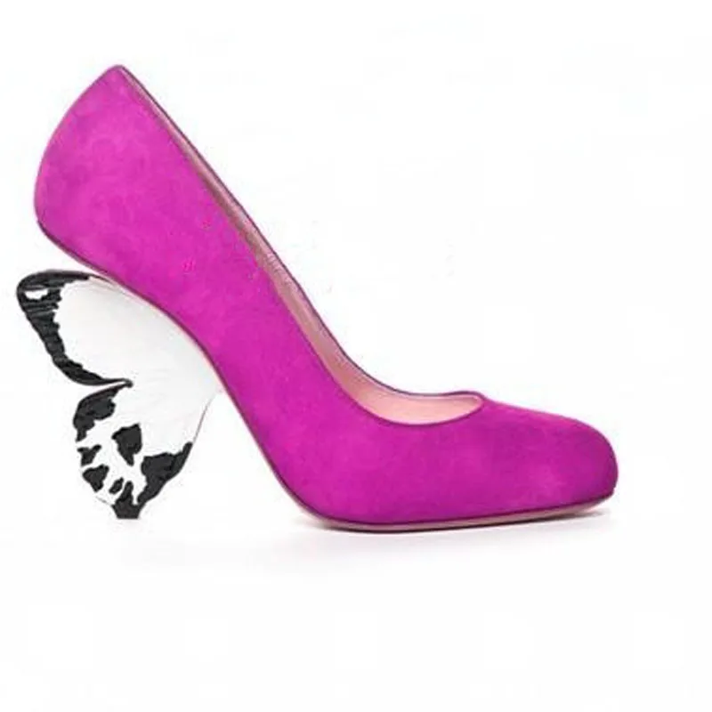 Туфли-лодочки женские замшевые без застежки с круглым носком высокий каблук