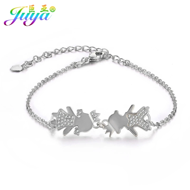 White Gold Juya, женские браслеты ручной работы, товары для мамы+ мальчика+ девочки, звенья цепи, браслеты для ручной работы, подарок на день матери и дочери, ювелирные изделия - Окраска металла: White Gold