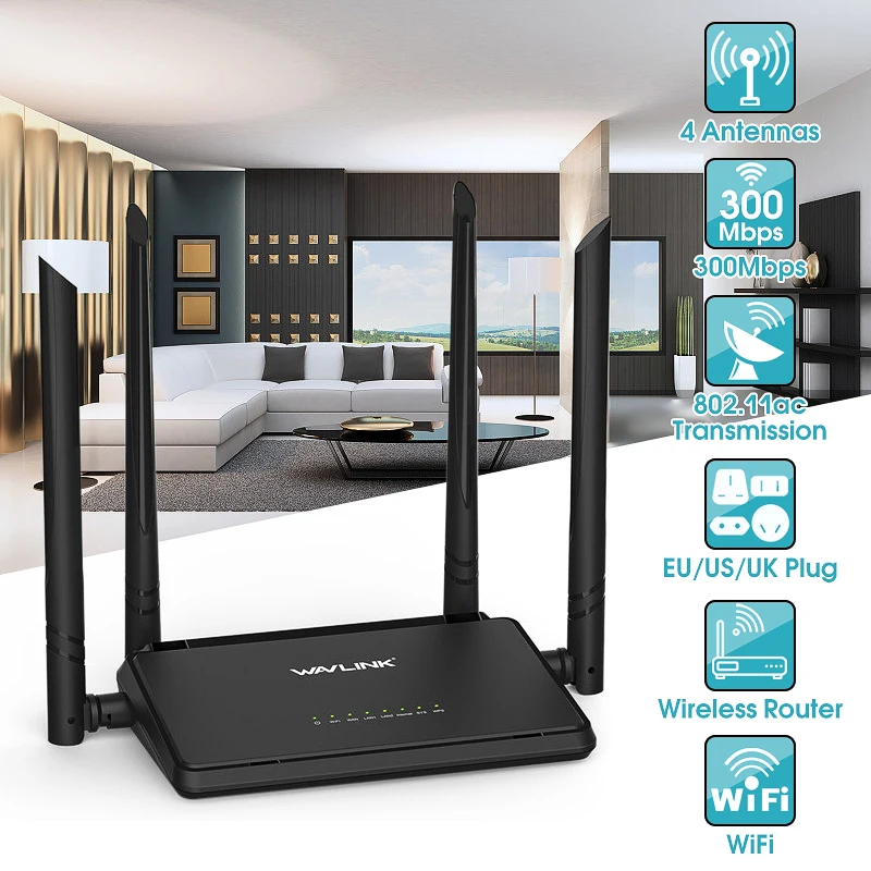 Wavlink WS-WN529R2P 4x5dBi антенны 300 Мбит/с Интеллектуальный беспроводной маршрутизатор ЕС/США/Великобритания