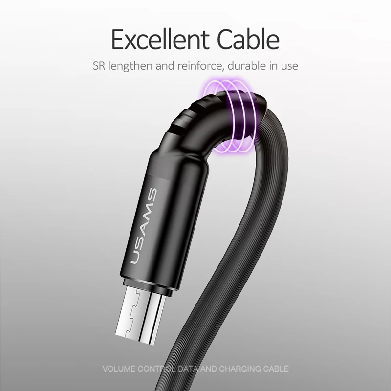 USB кабель Micro USAMS объем Управление 1 м данных Зарядное устройство для samsung s7 Xiaomi 4