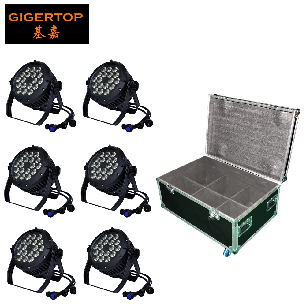 

TIPTOP Stage Light 18x18W LED DJ Par light RGBWAUV 6in1 Par Can 64 DMX512 Disco Bar Waterproof Rack Flight Tour Case 6in1 Pack