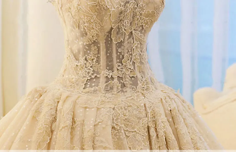 

Waulizane Vintage Embroidery Tulle Princess Ball Gown Wedding Dress Applique Lace Sweetheart Lace Up Court Train Bridal Gowns