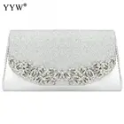 Свадебный клатч YYW цвета шампанского, женские вечерние свадебные сумки золотого и серебряного цвета, женский клатч с роскошными цветами и стразами для свадьбы