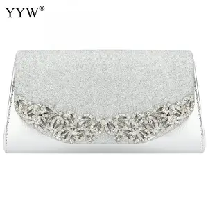 Свадебный клатч YYW цвета шампанского, женские вечерние свадебные сумки золотого и серебряного цвета, женский клатч с роскошными цветами и стразами для свадьбы