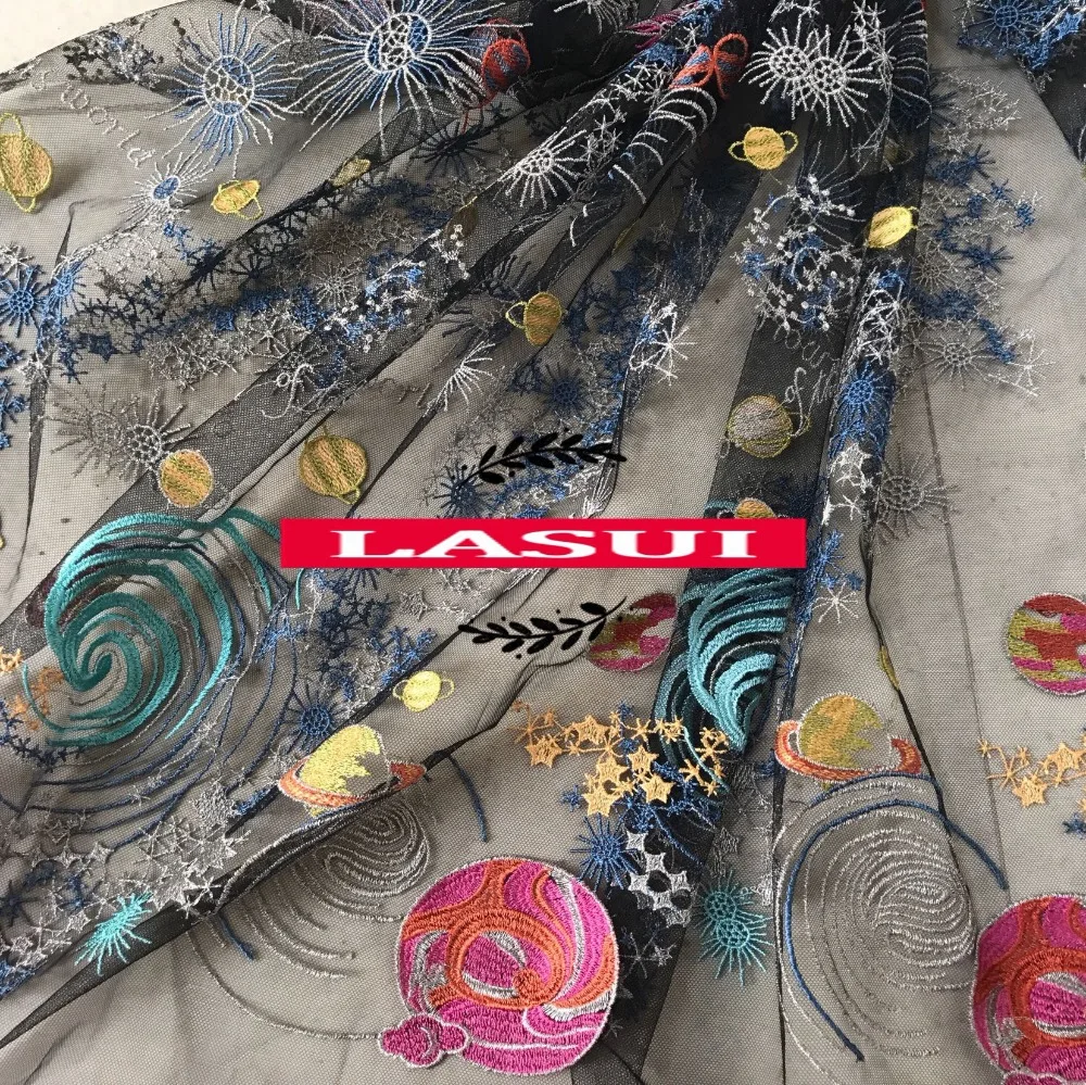 LASUI 3 ярда = 1 лот Высокое качество многоцветная звездное небо вышивка кружевная